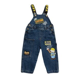 Vintage Bob the Builder Kids Denim Overalls Size 2T Nick Jr Y2K